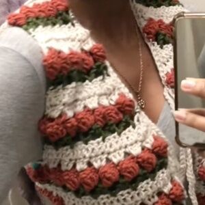 Floral crochet vest